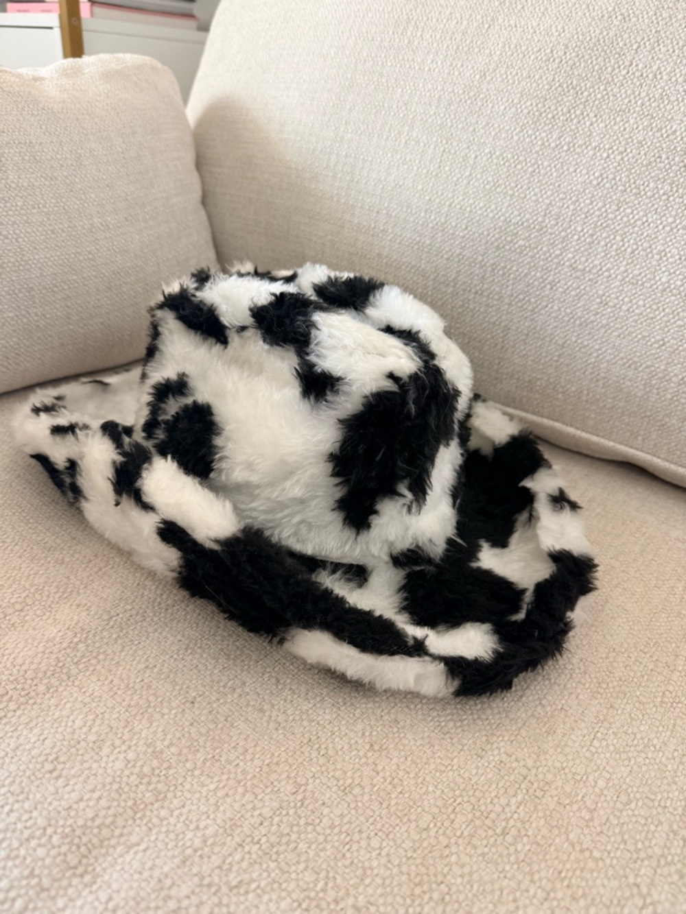 Faux Fur Cow Print Cowboy Hat